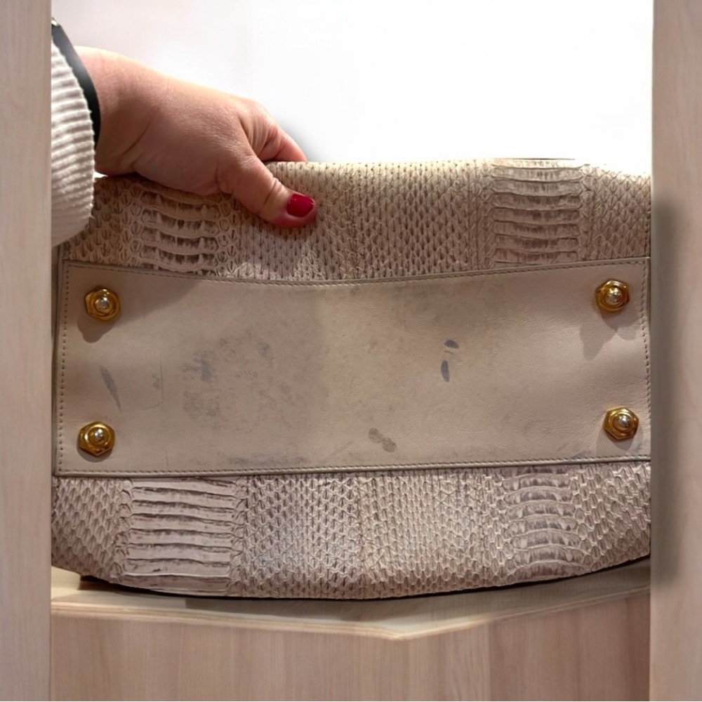 Nina Ricci Tan Python Le Marché Handbag Tote Set - Picture 5 of 8